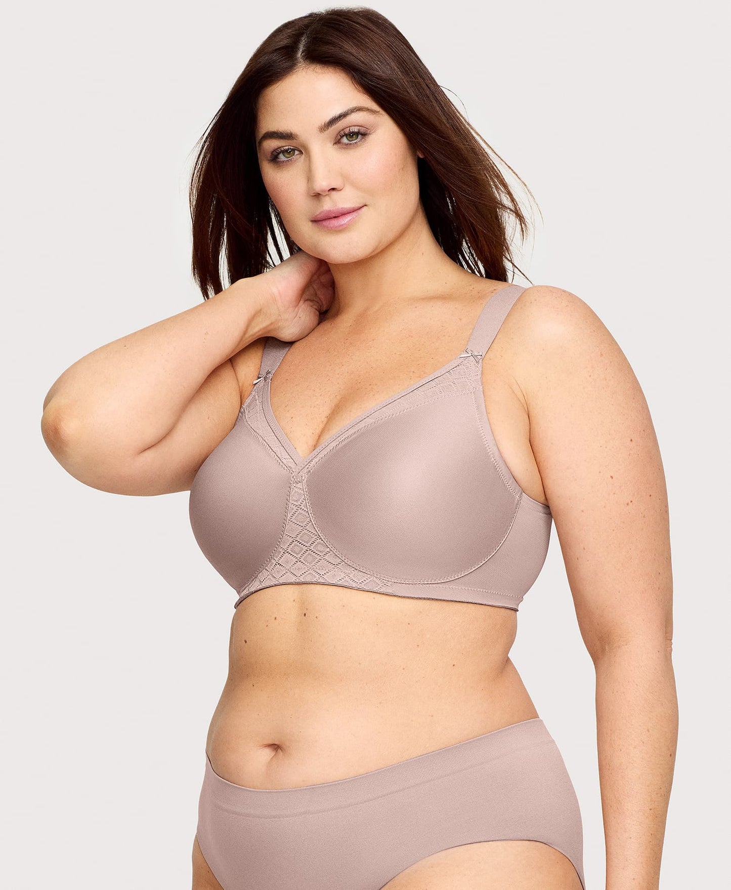 Ashley Stewart MagicLift Seamless Support T-Shirt Bra Taupe