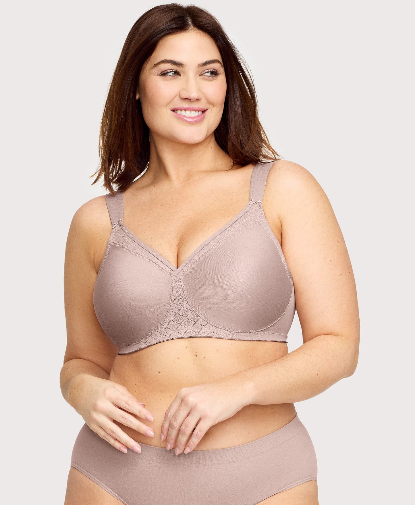 Ashley Stewart MagicLift Seamless Support T-Shirt Bra Taupe
