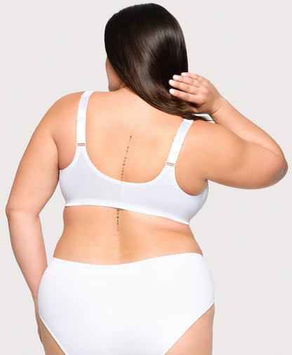 Ashley Stewart Front-Closure Stretch Lace WonderWire Bra White