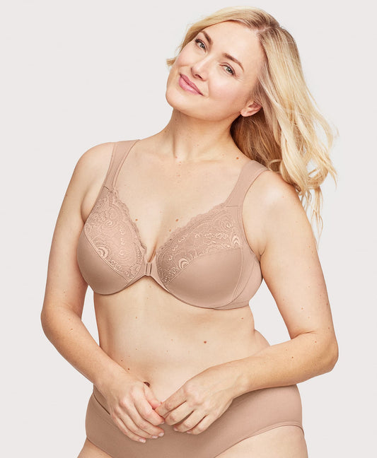 Ashley Stewart Front-Closure WonderWire Bra Cafe