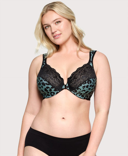 Ashley Stewart Front-Closure WonderWire Bra Centennial Leopard