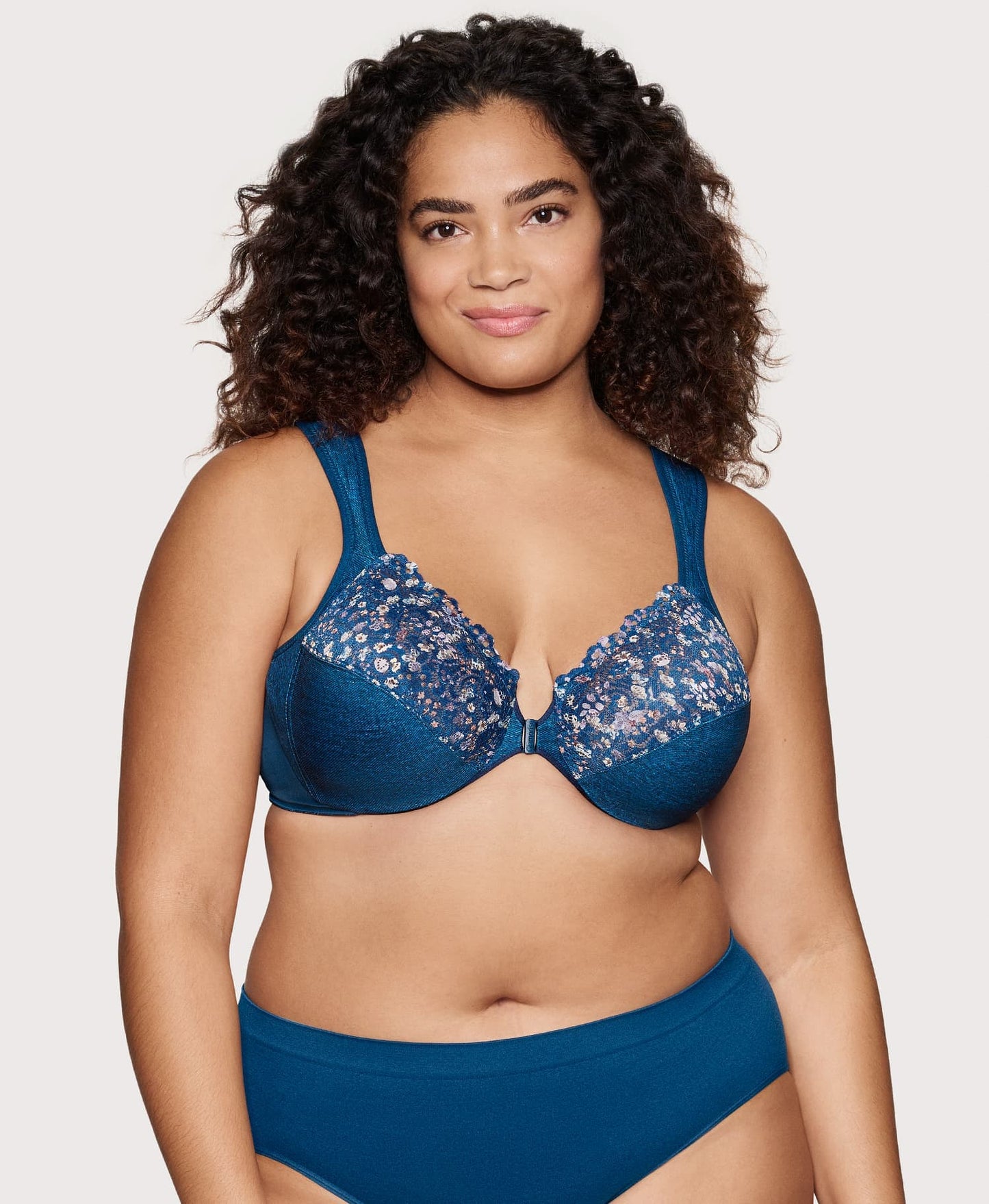 Ashley Stewart Front-Closure WonderWire Bra Dark Denim