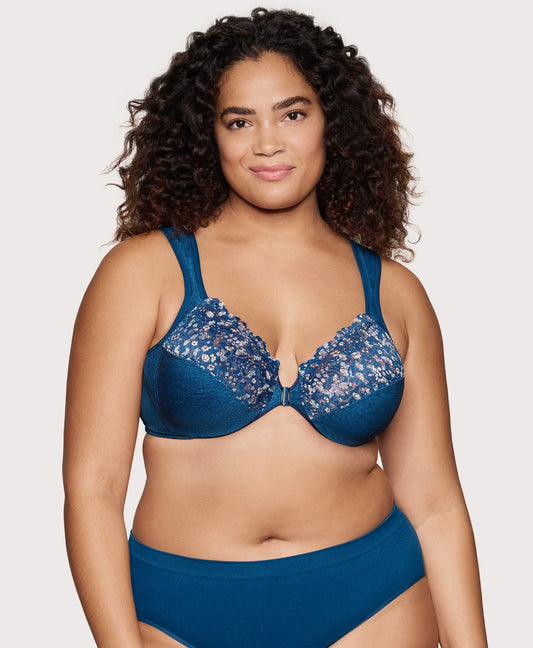 Ashley Stewart Front-Closure WonderWire Bra Dark Denim