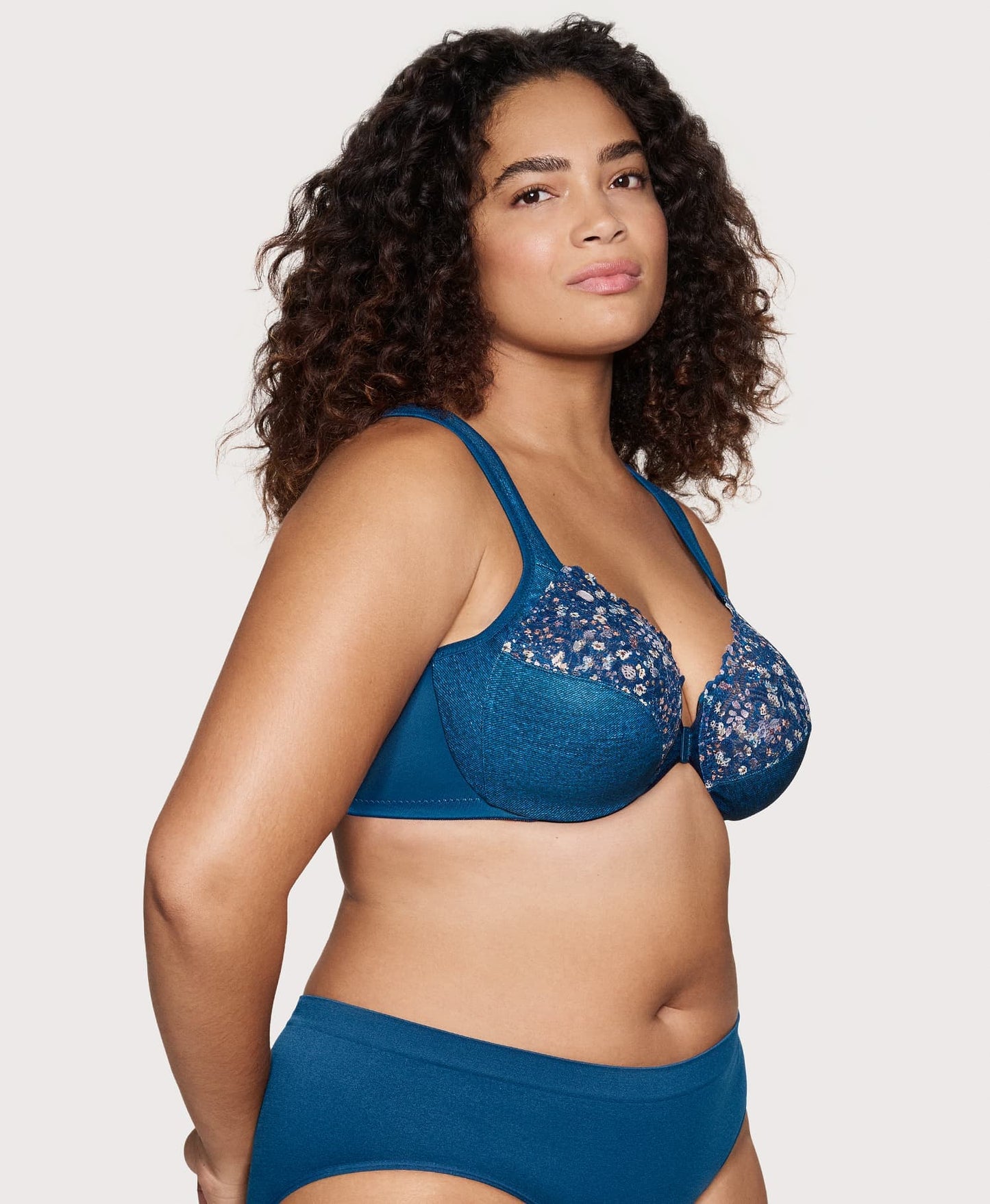 Ashley Stewart Front-Closure WonderWire Bra Dark Denim