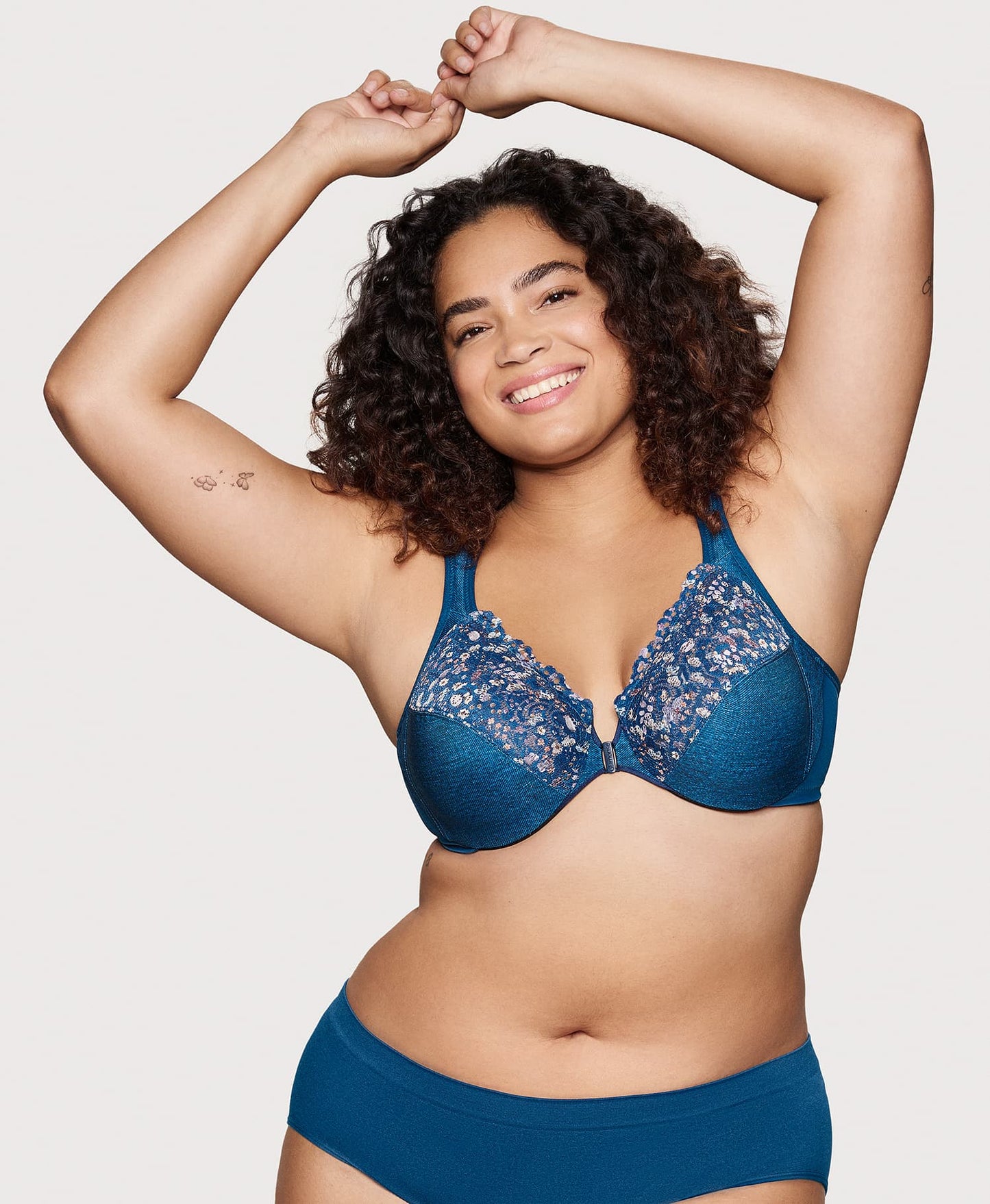 Ashley Stewart Front-Closure WonderWire Bra Dark Denim