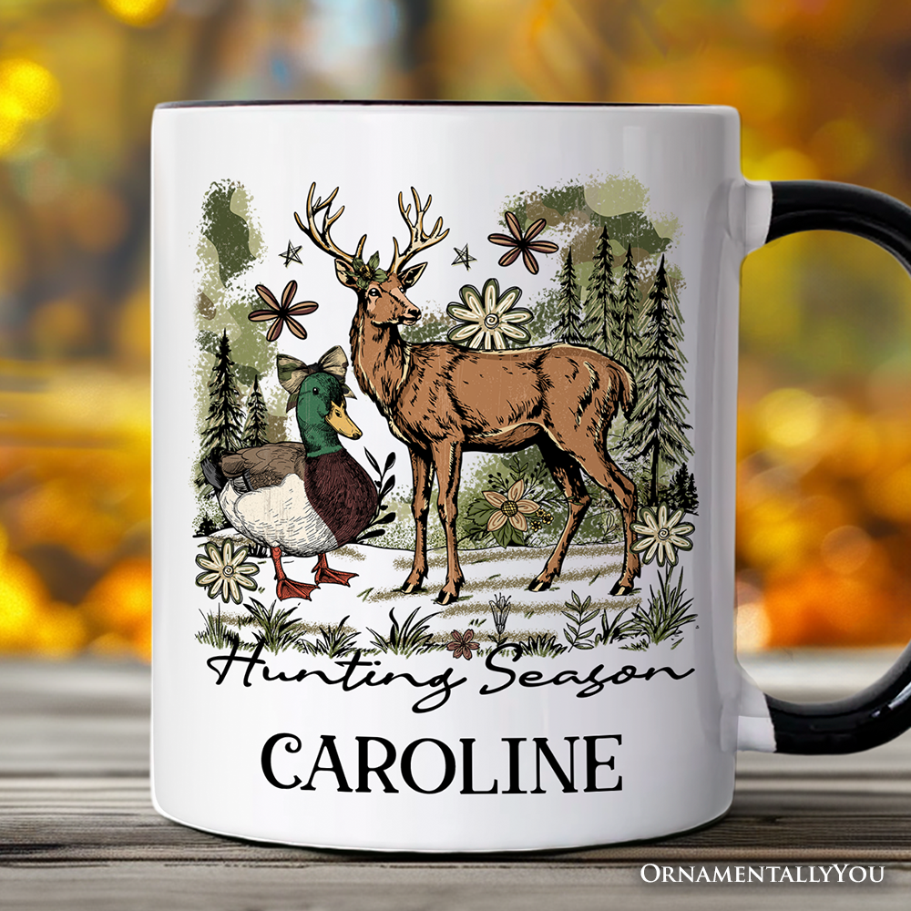 Ashley Stewart Hunting Season Ceramic Mug White - Black