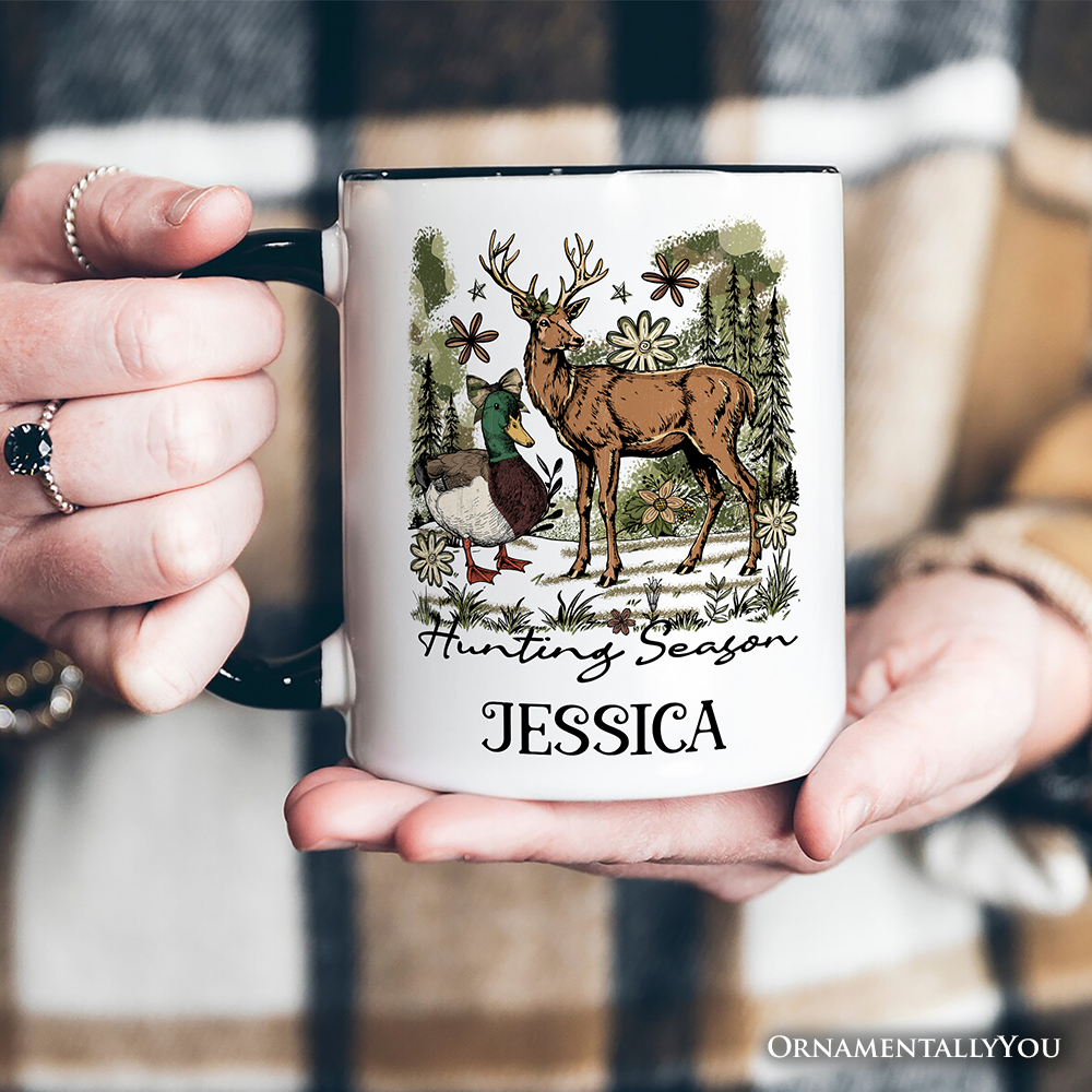 Ashley Stewart Hunting Season Ceramic Mug White - Black