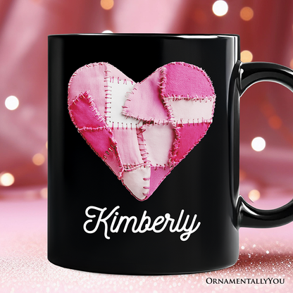 Ashley Stewart Patchwork Heart Valentine Mug Black