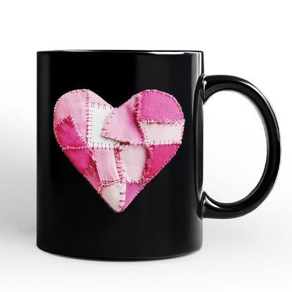 Ashley Stewart Patchwork Heart Valentine Mug Black