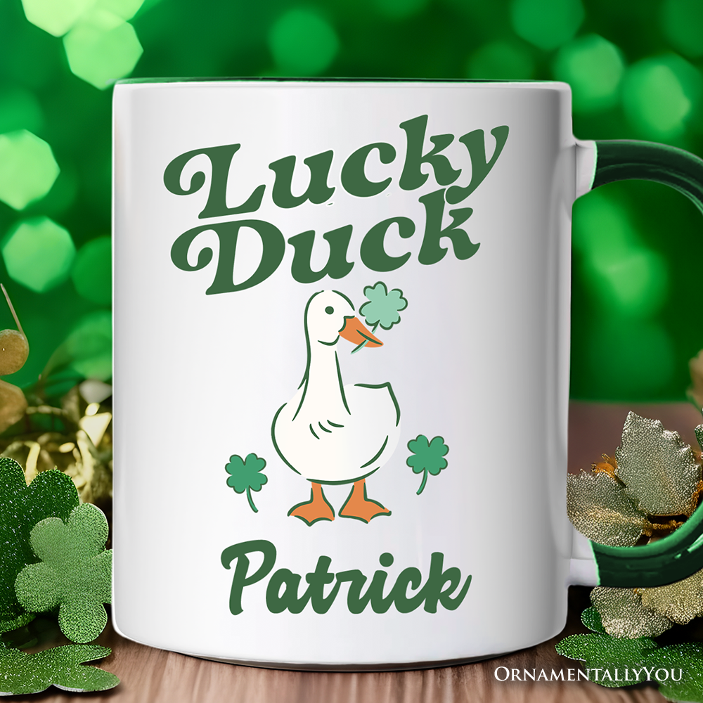 Ashley Stewart Lucky Duck St Patricks Day Mug White - Green