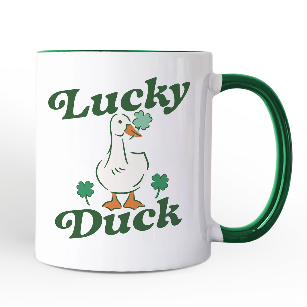 Ashley Stewart Lucky Duck St Patricks Day Mug White - Green