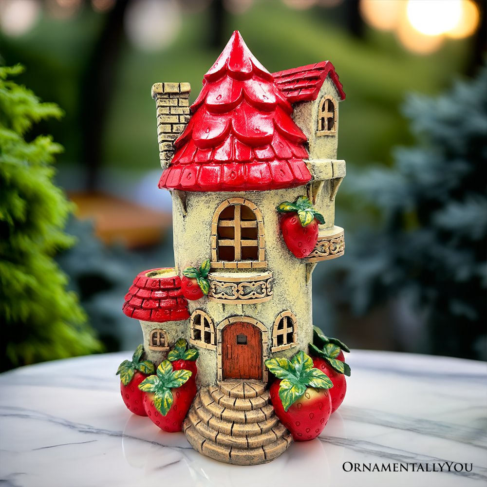 Ashley Stewart Solar Powered Strawberry Fairy Home Figurine Multi