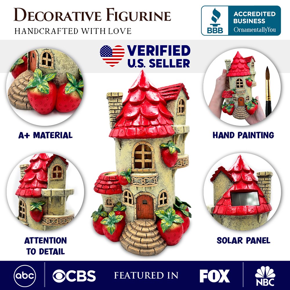 Ashley Stewart Solar Powered Strawberry Fairy Home Figurine Multi