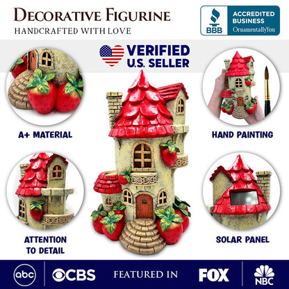 Ashley Stewart Solar Powered Strawberry Fairy Home Figurine Multi