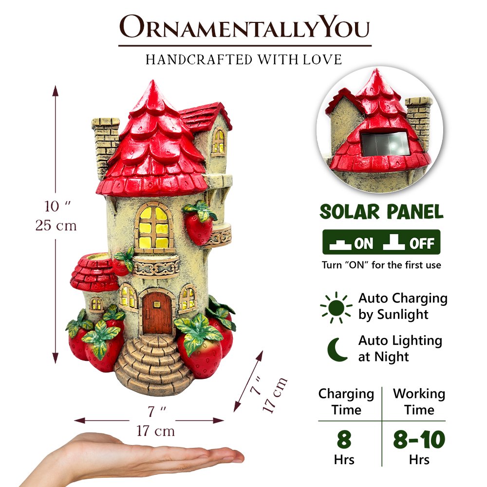 Ashley Stewart Solar Powered Strawberry Fairy Home Figurine Multi