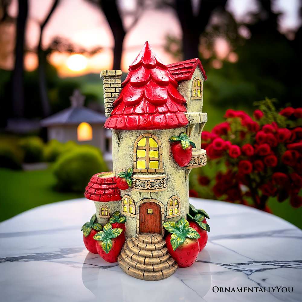 Ashley Stewart Solar Powered Strawberry Fairy Home Figurine Multi