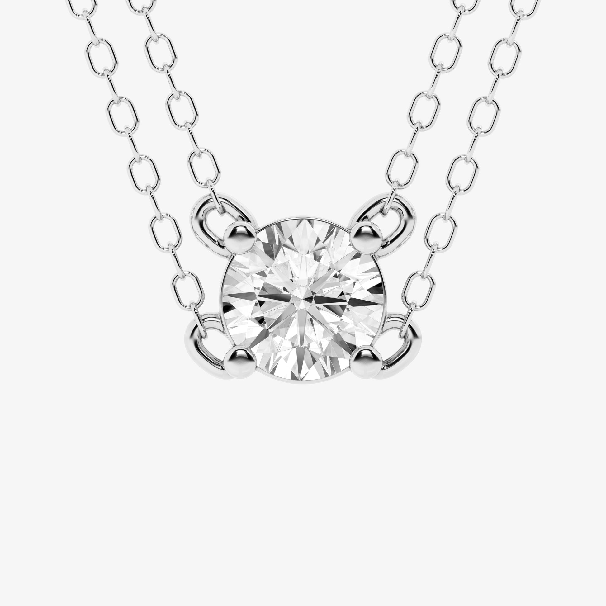 Ashley Stewart 0.60 Carat Lab Grown Round Solitaire Diamond Necklace In Sterling Silv