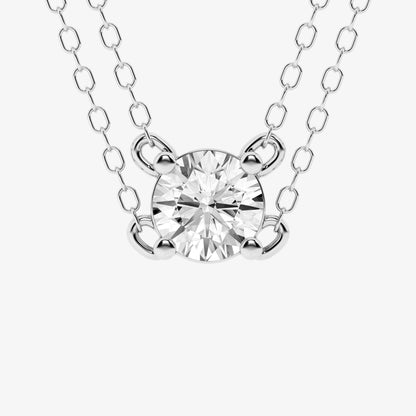 Ashley Stewart 0.60 Carat Lab Grown Round Solitaire Diamond Necklace In Sterling Silv
