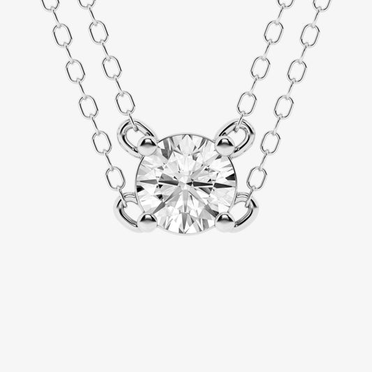 Ashley Stewart 0.60 Carat Lab Grown Round Solitaire Diamond Necklace In Sterling Silv