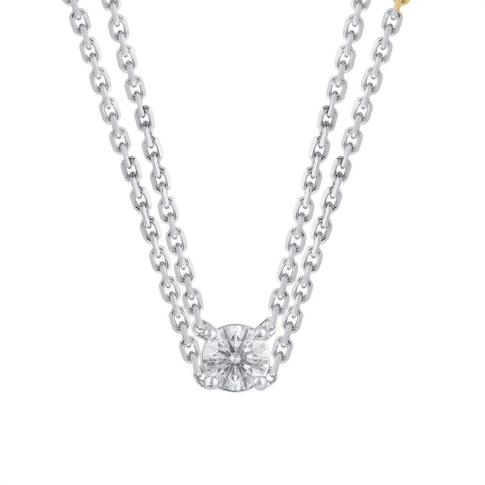 Ashley Stewart 0.60 Carat Lab Grown Round Solitaire Diamond Necklace In Sterling Silv