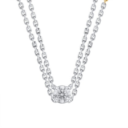 Ashley Stewart 0.60 Carat Lab Grown Round Solitaire Diamond Necklace In Sterling Silv
