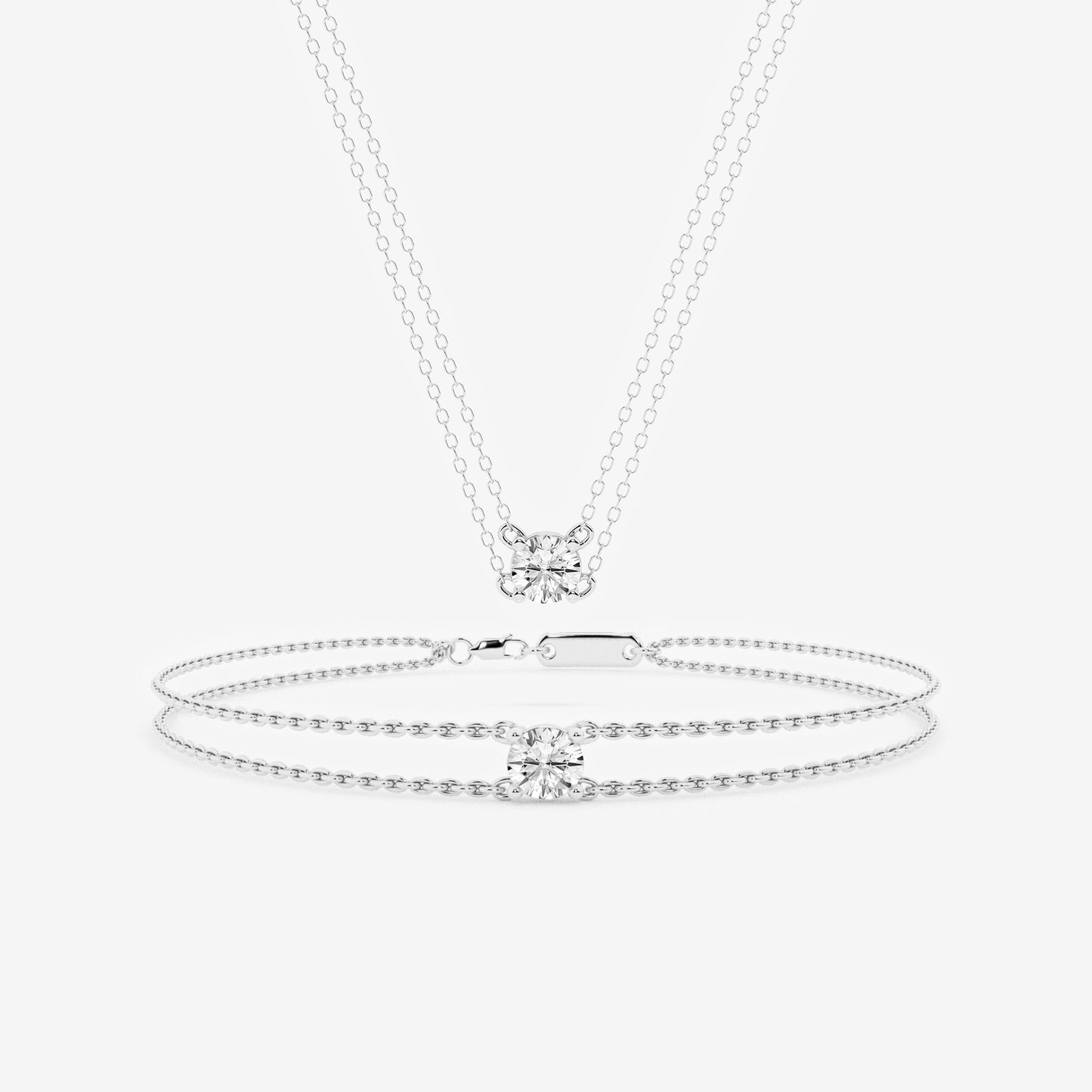 Ashley Stewart 0.60 Carat Lab Grown Round Solitaire Diamond Necklace In Sterling Silv
