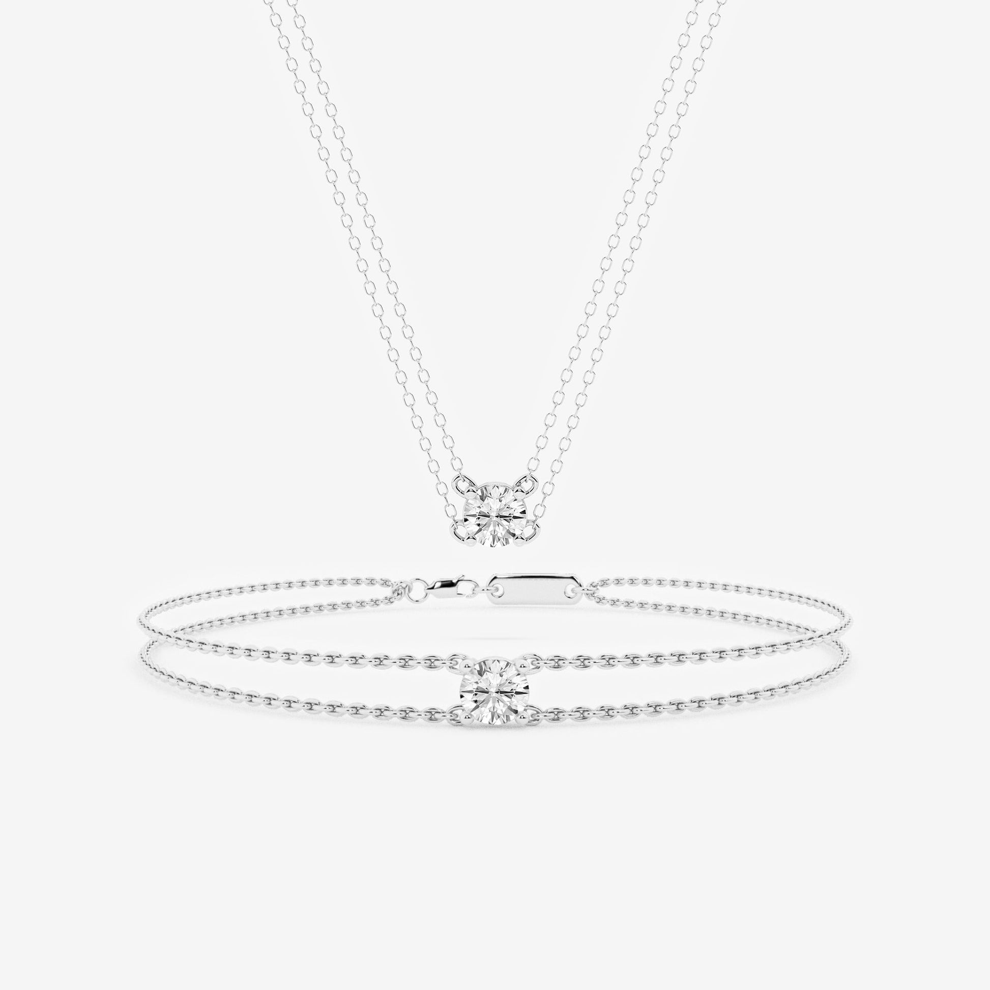 Ashley Stewart 0.60 Carat Lab Grown Round Solitaire Diamond Necklace In Sterling Silv