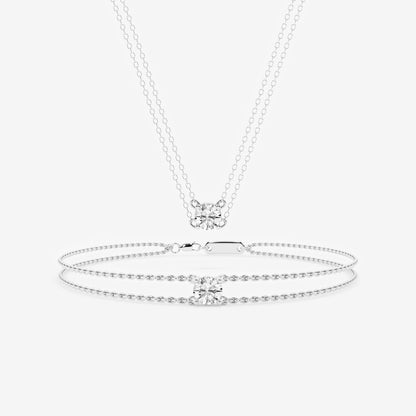 Ashley Stewart 0.60 Carat Lab Grown Round Solitaire Diamond Necklace In Sterling Silv