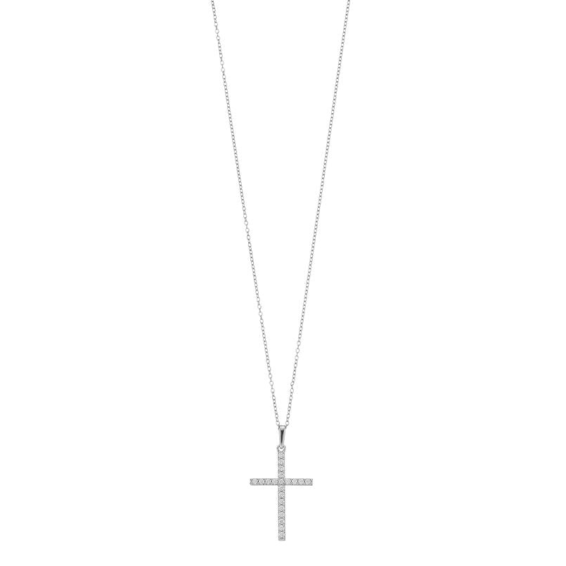 Ashley Stewart 0.25 Carat Lab Grown Cross Diamond Necklace White