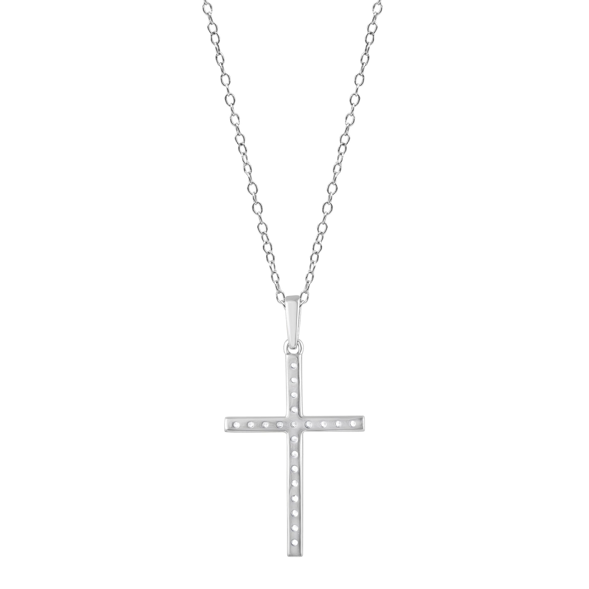 Ashley Stewart 0.25 Carat Lab Grown Cross Diamond Necklace White
