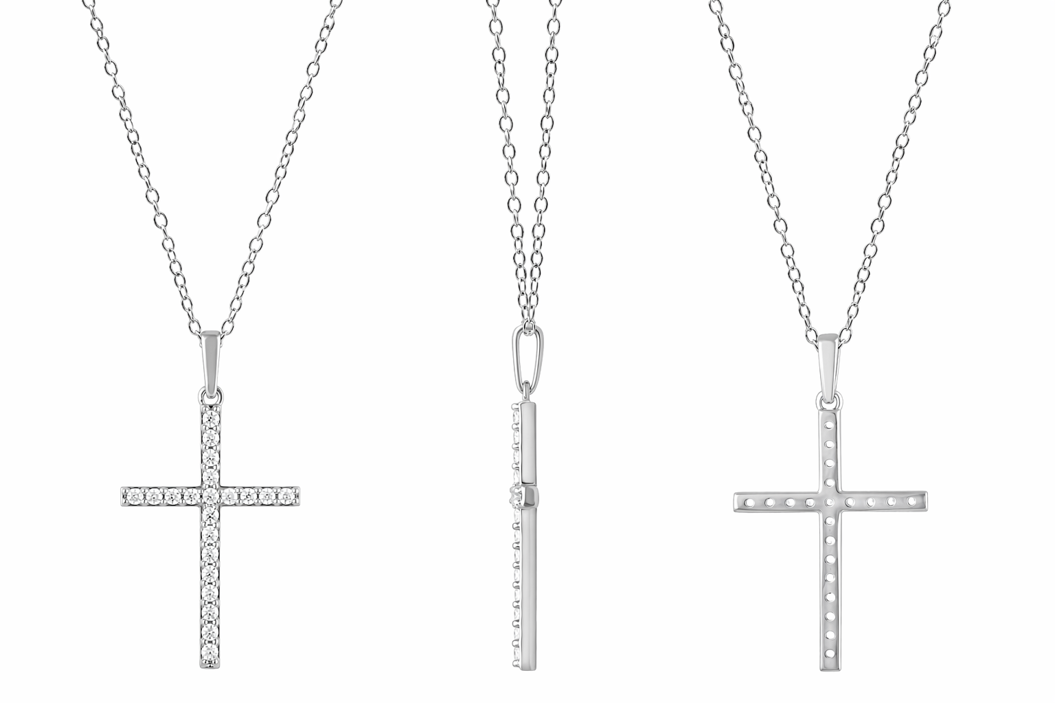 Ashley Stewart 0.25 Carat Lab Grown Cross Diamond Necklace White