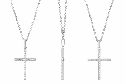 Ashley Stewart 0.25 Carat Lab Grown Cross Diamond Necklace White