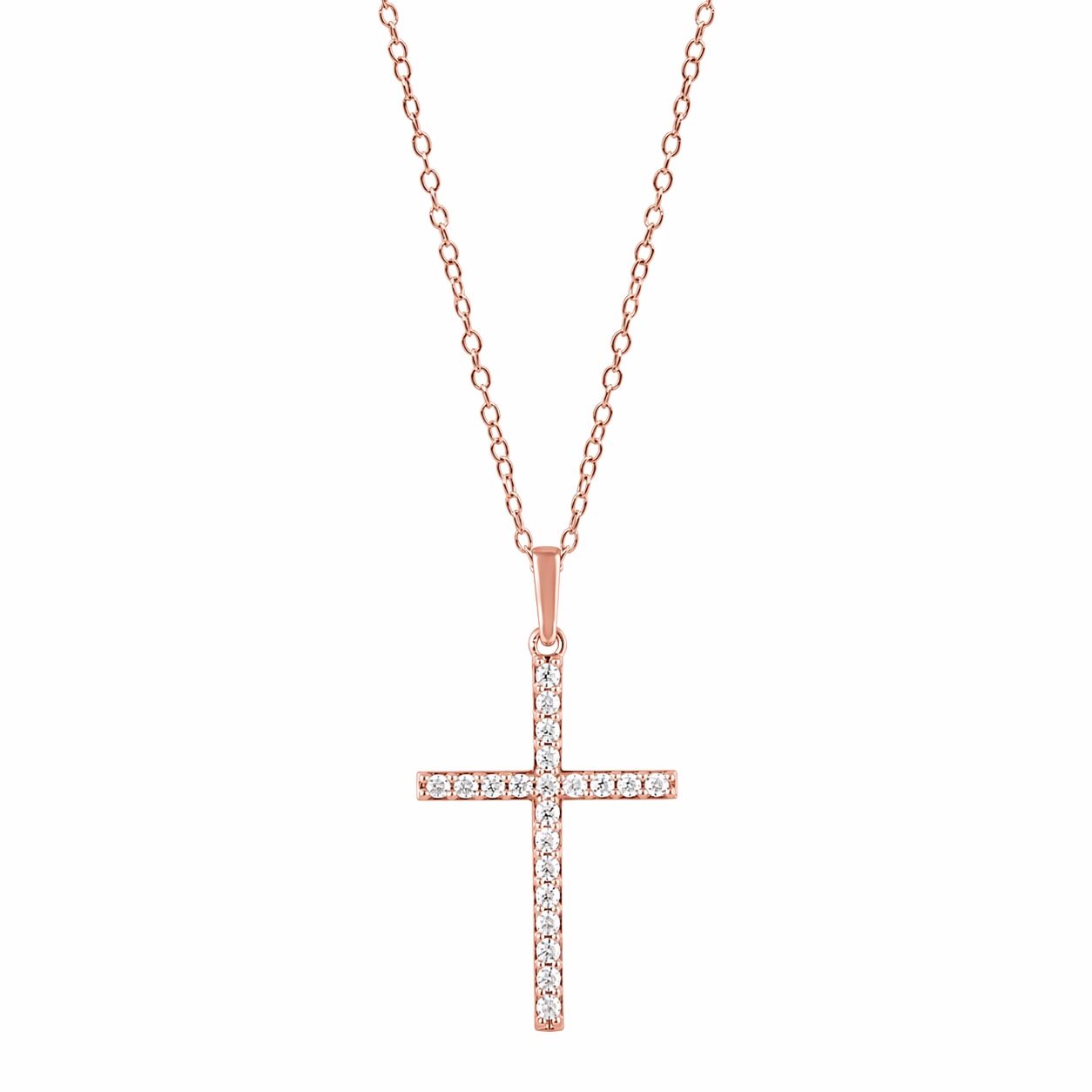 Ashley Stewart 0.25 Carat Lab Grown Cross Diamond Necklace White