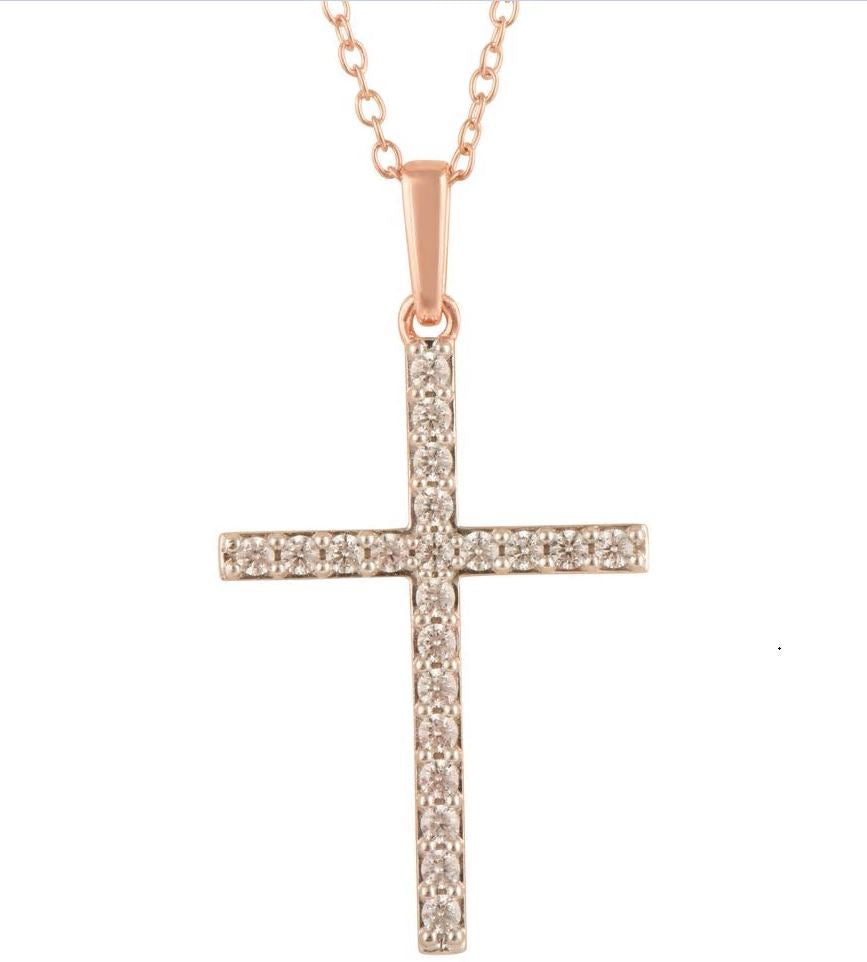 Ashley Stewart 0.25 Carat Lab Grown Cross Diamond Necklace White