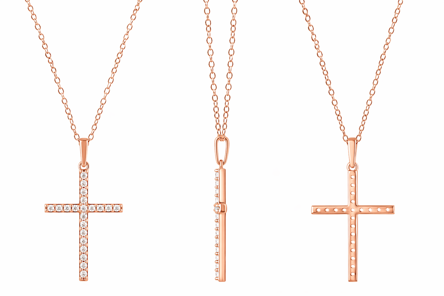 Ashley Stewart 0.25 Carat Lab Grown Cross Diamond Necklace White