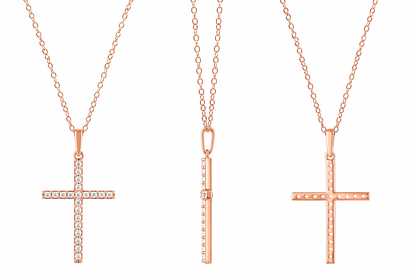 Ashley Stewart 0.25 Carat Lab Grown Cross Diamond Necklace White