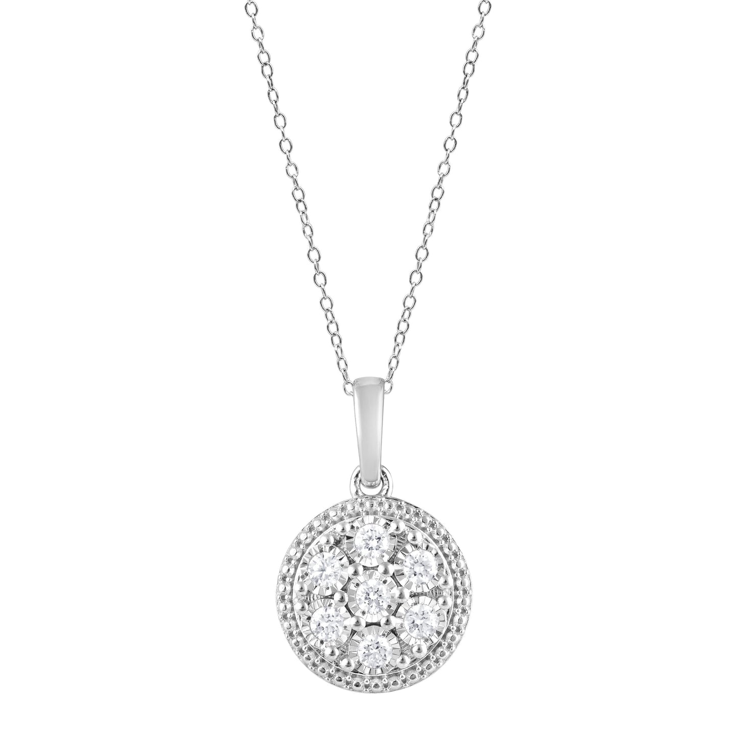 Ashley Stewart 0.25 Carat Lab Grown Round Cluster Diamond Pendant Necklace In Sterlin