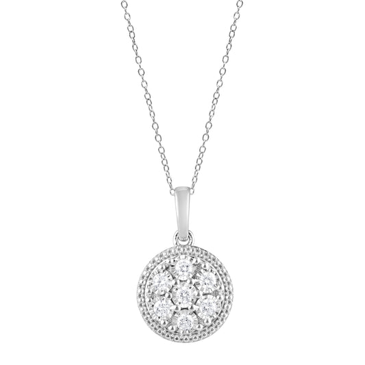 Ashley Stewart 0.25 Carat Lab Grown Round Cluster Diamond Pendant Necklace In Sterlin