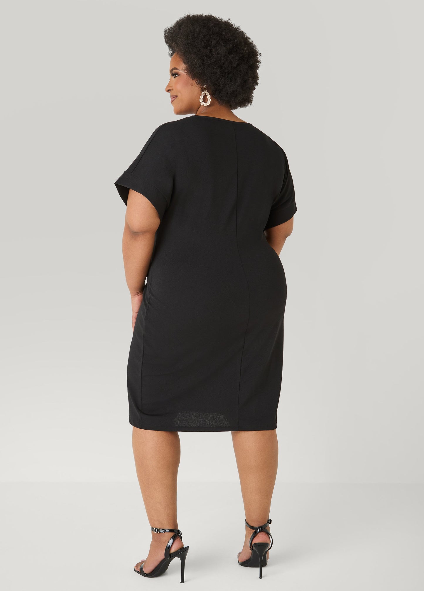 Ashley Stewart Textured Tie Front Dress Black