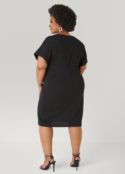 Ashley Stewart Textured Tie Front Dress Black