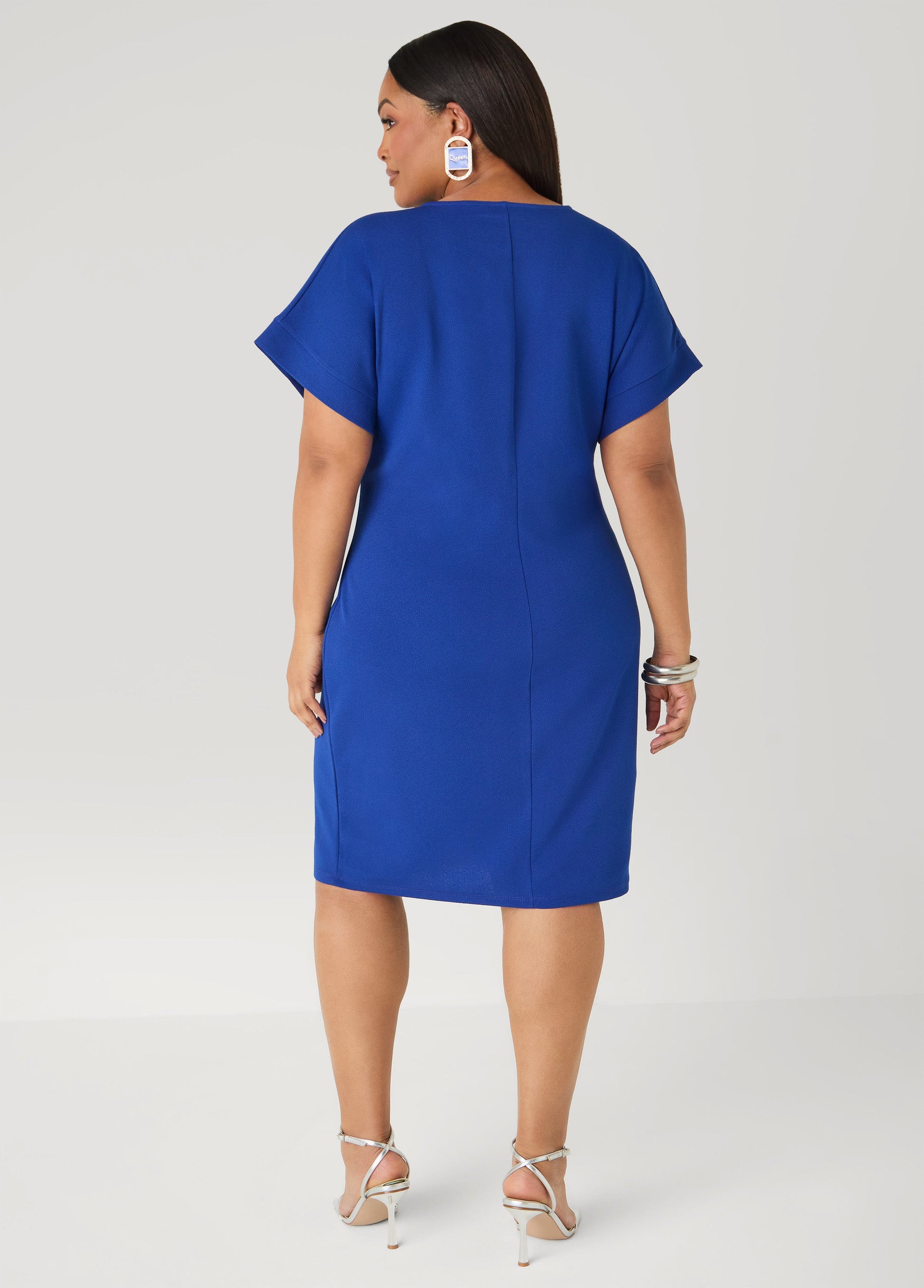 Ashley Stewart Textured Tie Front Dress Black