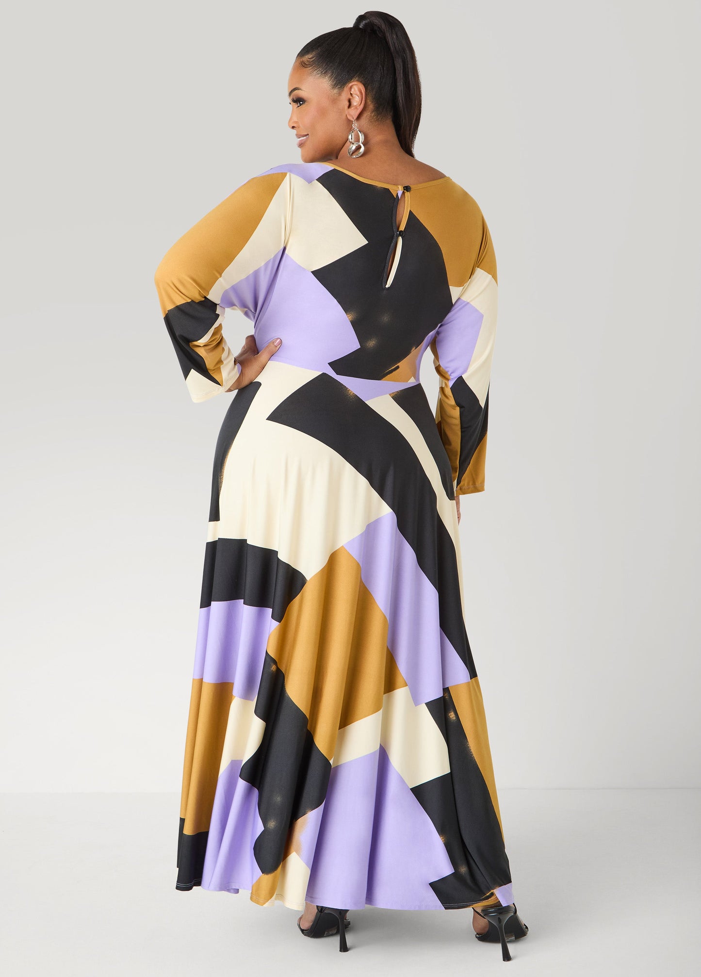Ashley Stewart Geo Print A Line Maxi Dress Multi