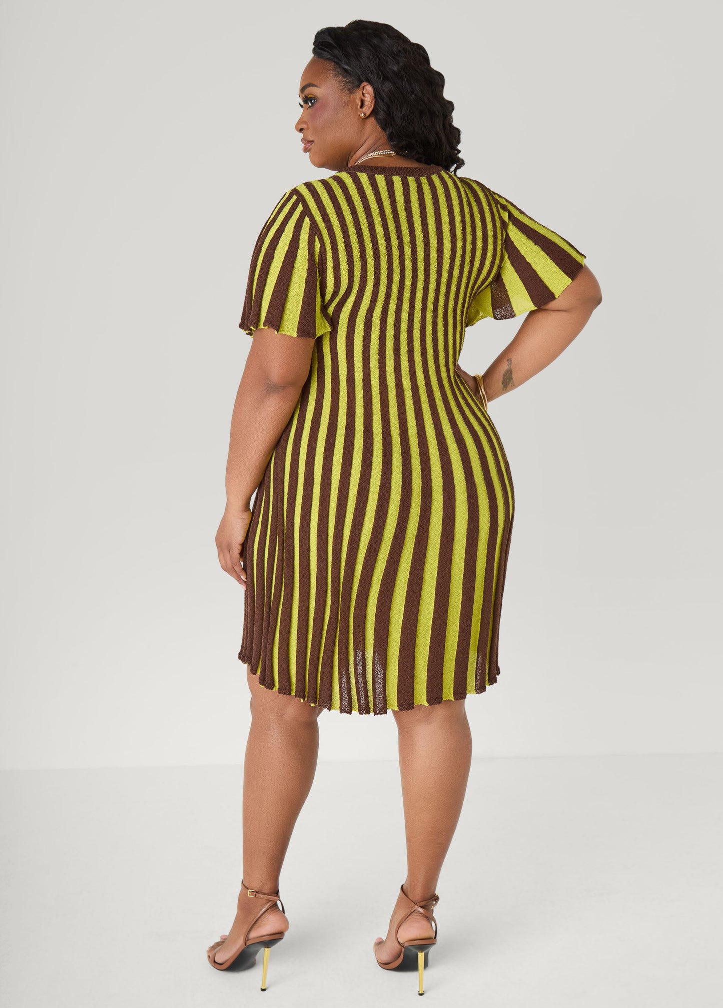 Ashley Stewart A Line Striped Sweater Dress Multi