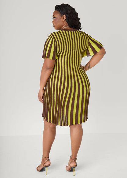 Ashley Stewart A Line Striped Sweater Dress Multi
