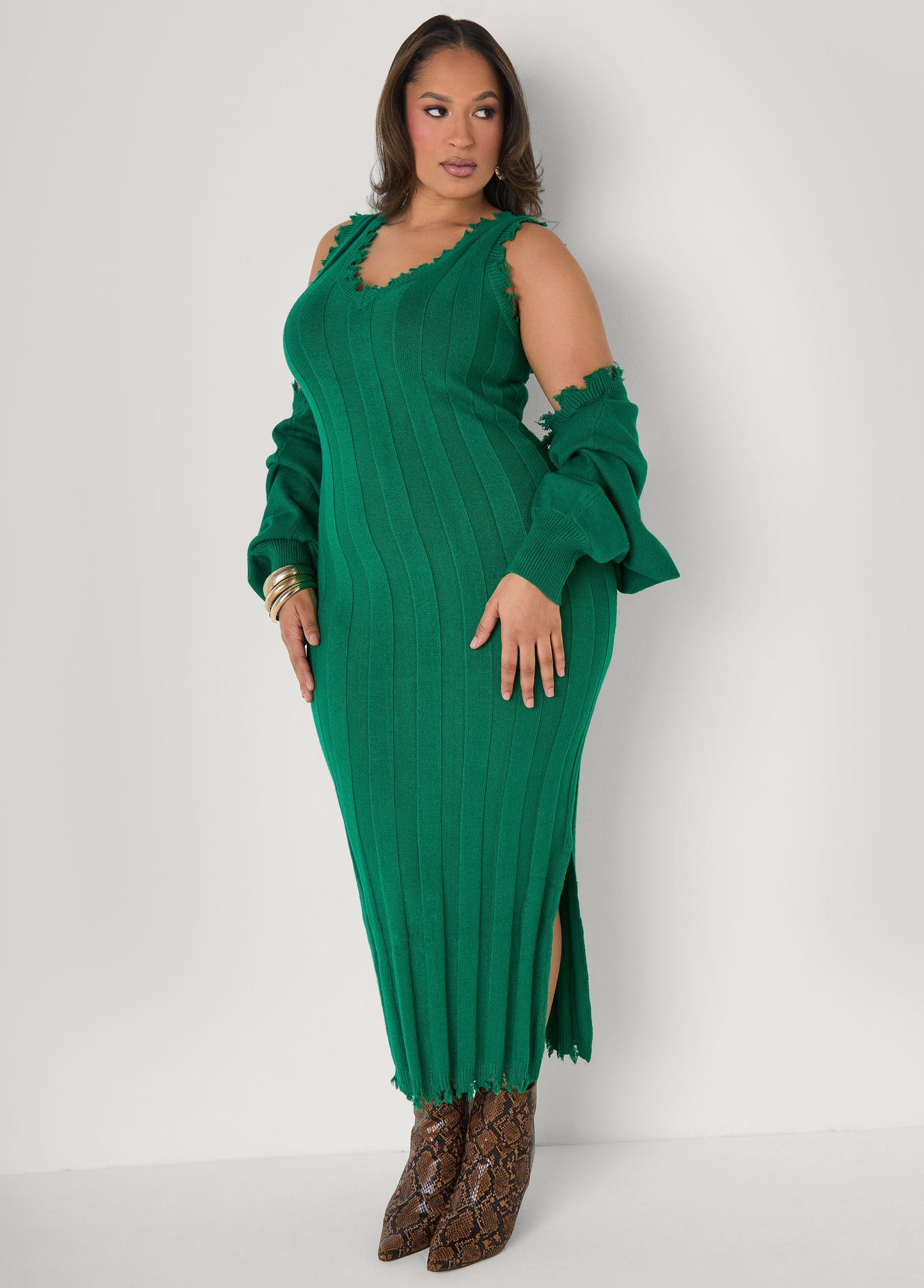 Ashley Stewart Frayed Knitted Bolero Koi