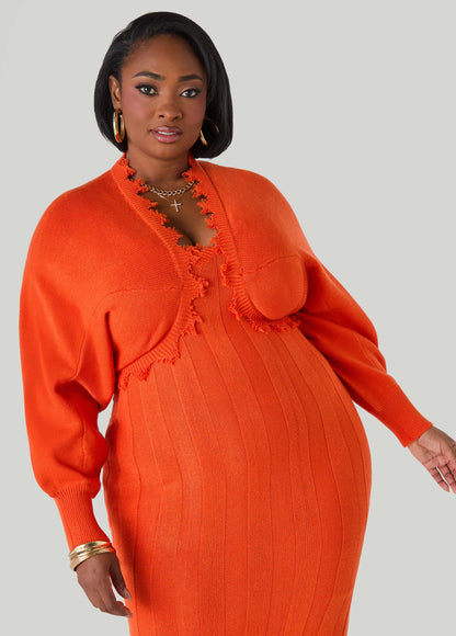 Ashley Stewart Frayed Knitted Bolero Koi