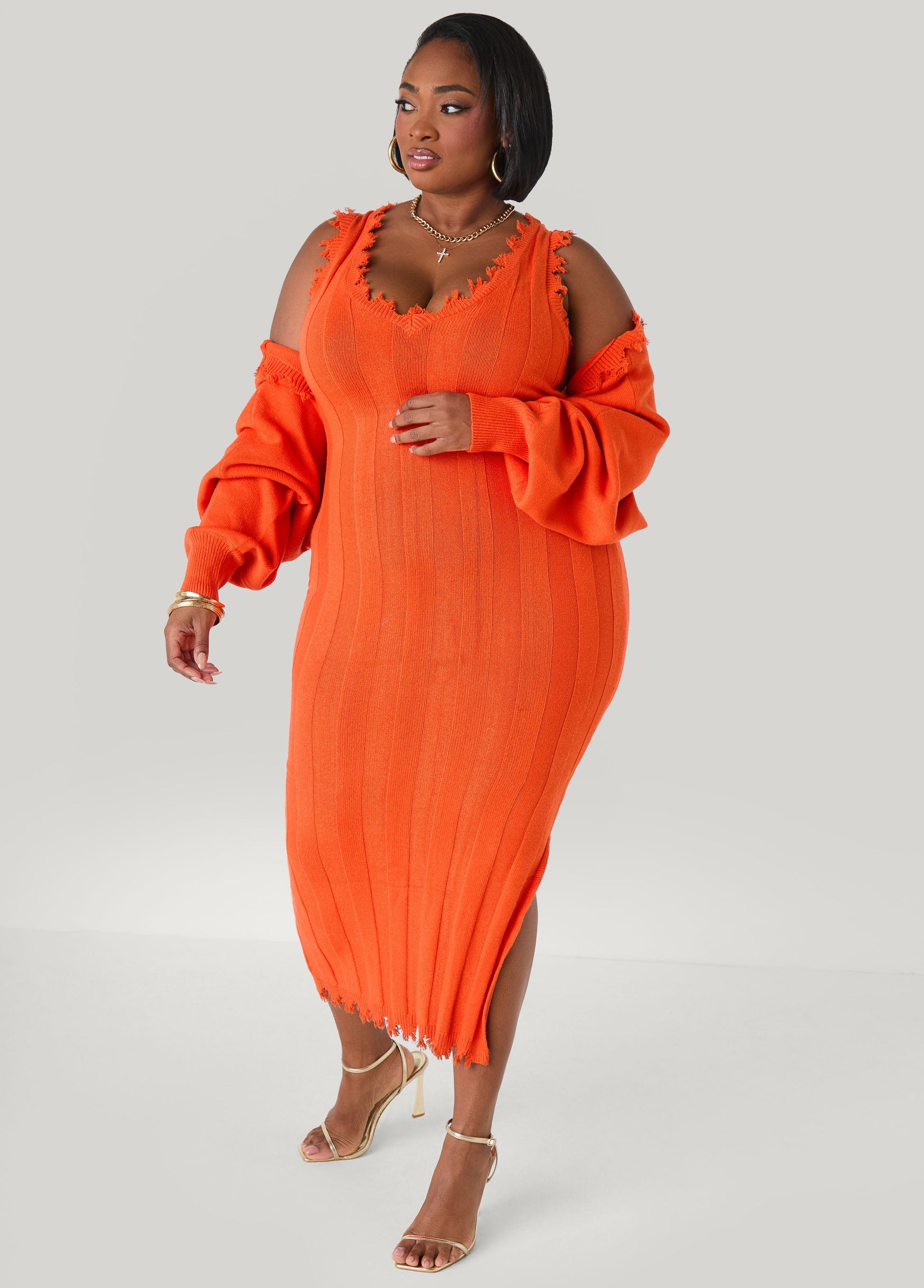 Ashley Stewart Frayed Knitted Bolero Koi