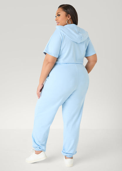 Ashley Stewart French Terry Joggers Jumpsuit Desert Sun