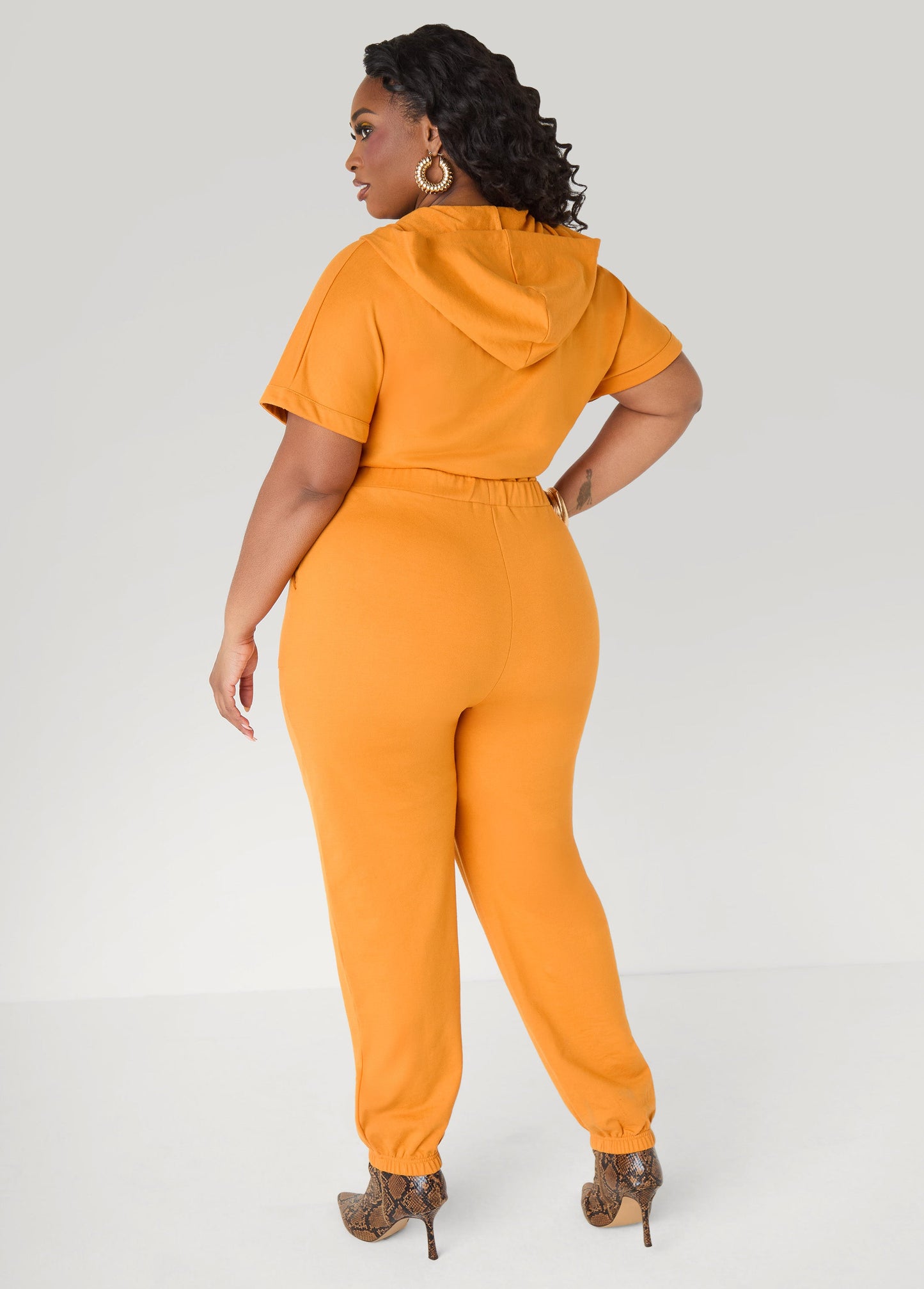 Ashley Stewart French Terry Joggers Jumpsuit Desert Sun