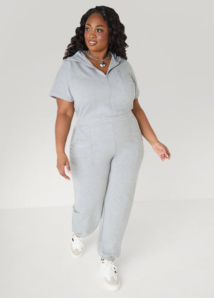 Ashley Stewart French Terry Joggers Jumpsuit Desert Sun